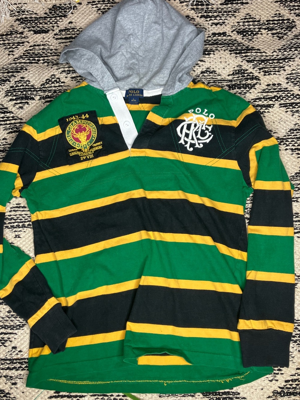 Polo Ralph Lauren VTG rugby hooded shirt boys L 14-16